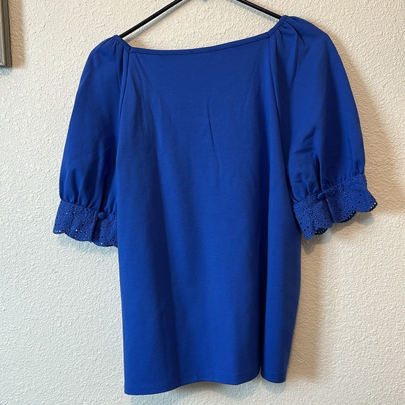 💙 NWT!! Ann Taylor Embroidered Trum Balloon Sleeve Square Neck Blouse! Size M - Picture 10 of 16